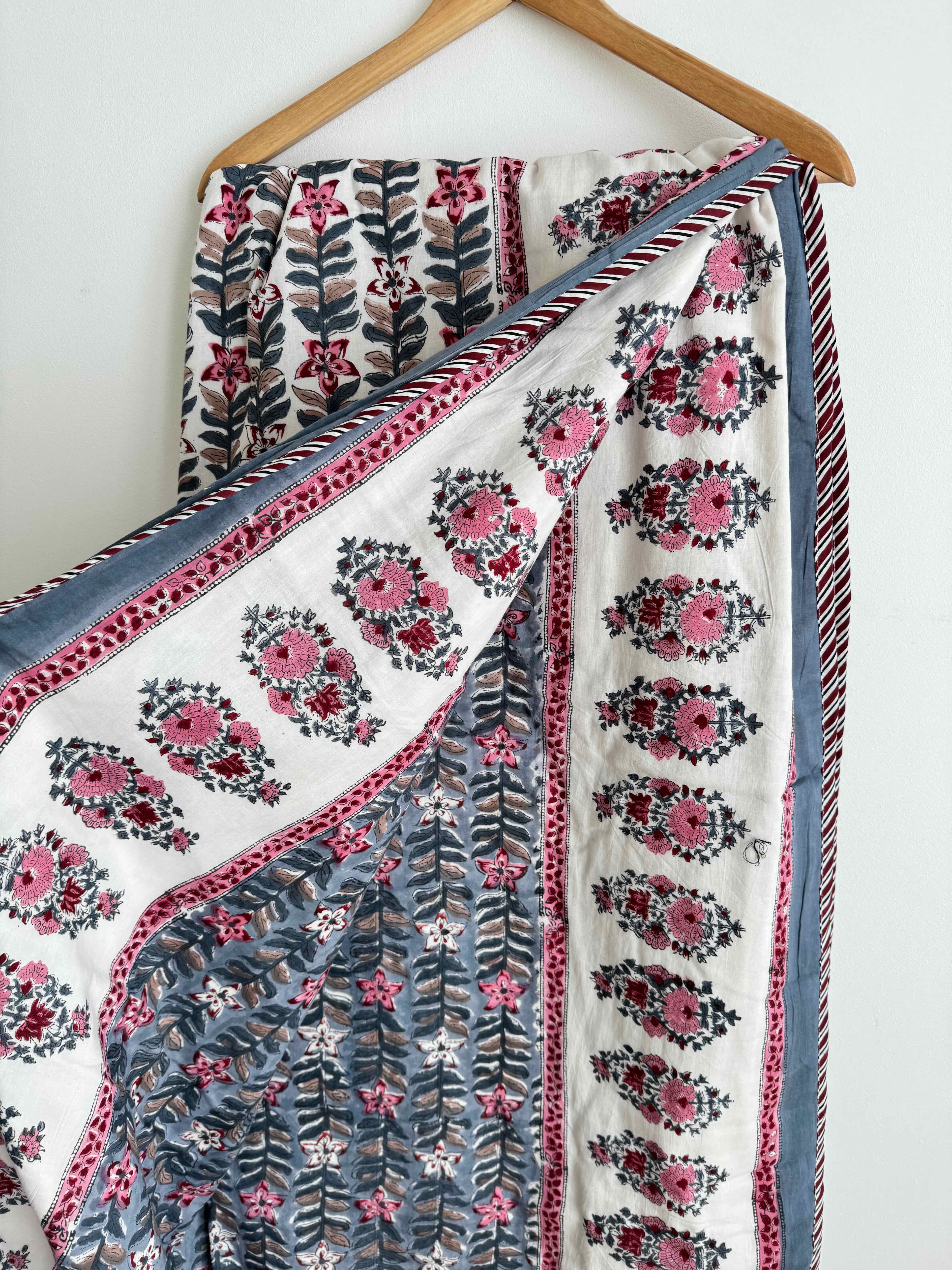 Pink Vines Lightweight Cotton Quilt - King Bed Size