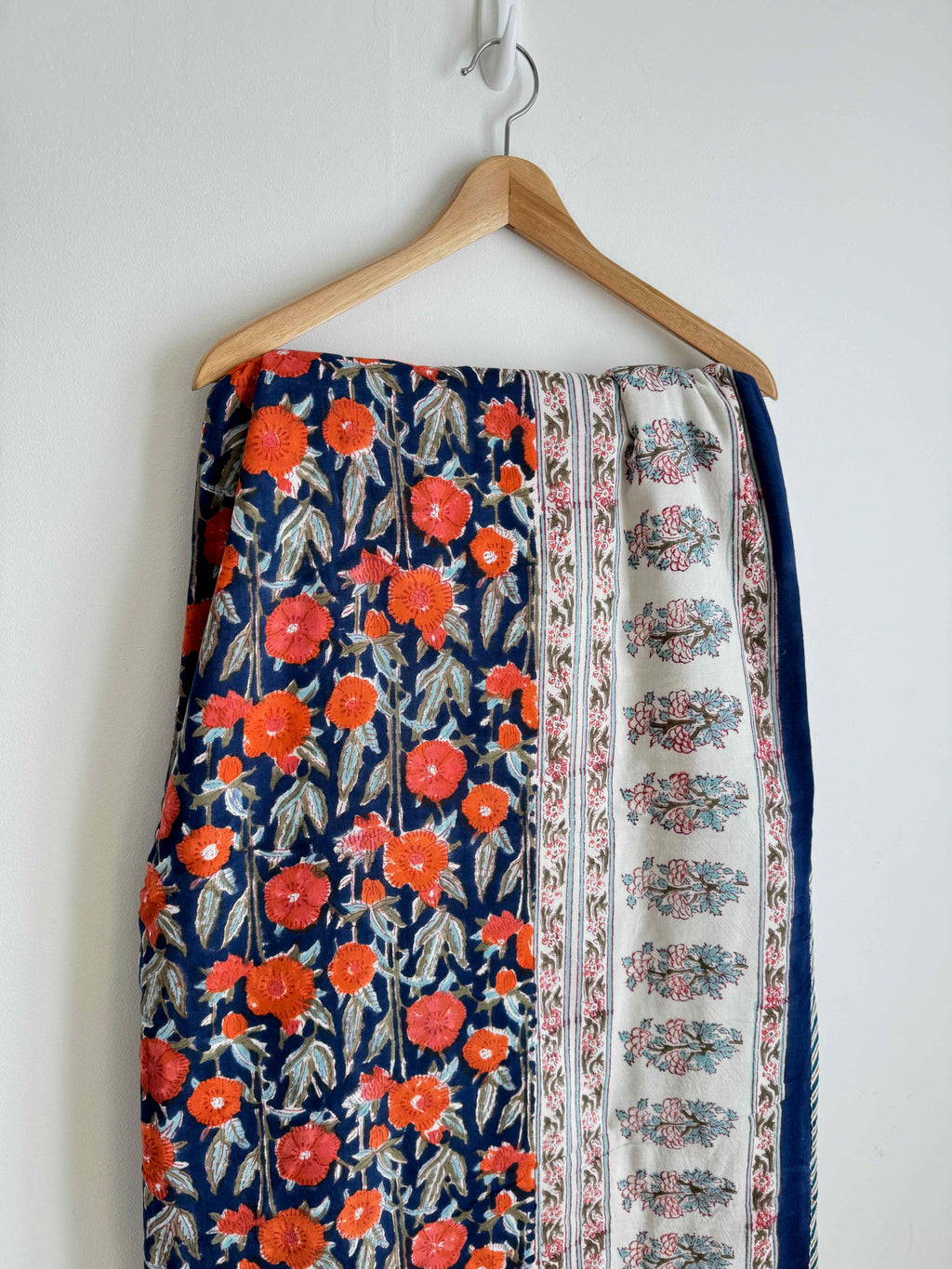 Navy Floral Lightweight Cotton Quilt - King Bed Size
