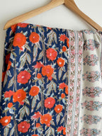 Navy Floral Lightweight Cotton Quilt - King Bed Size