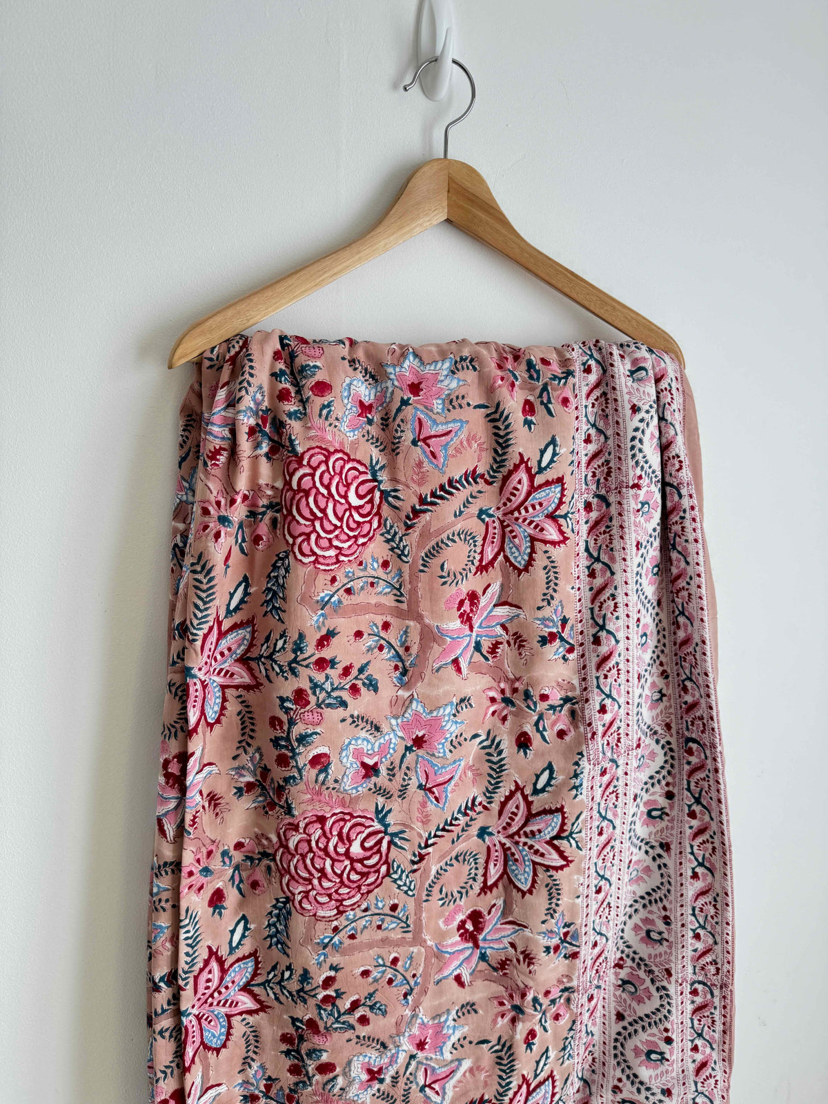 Pink Floral Lightweight Cotton Quilt - King Bed Size