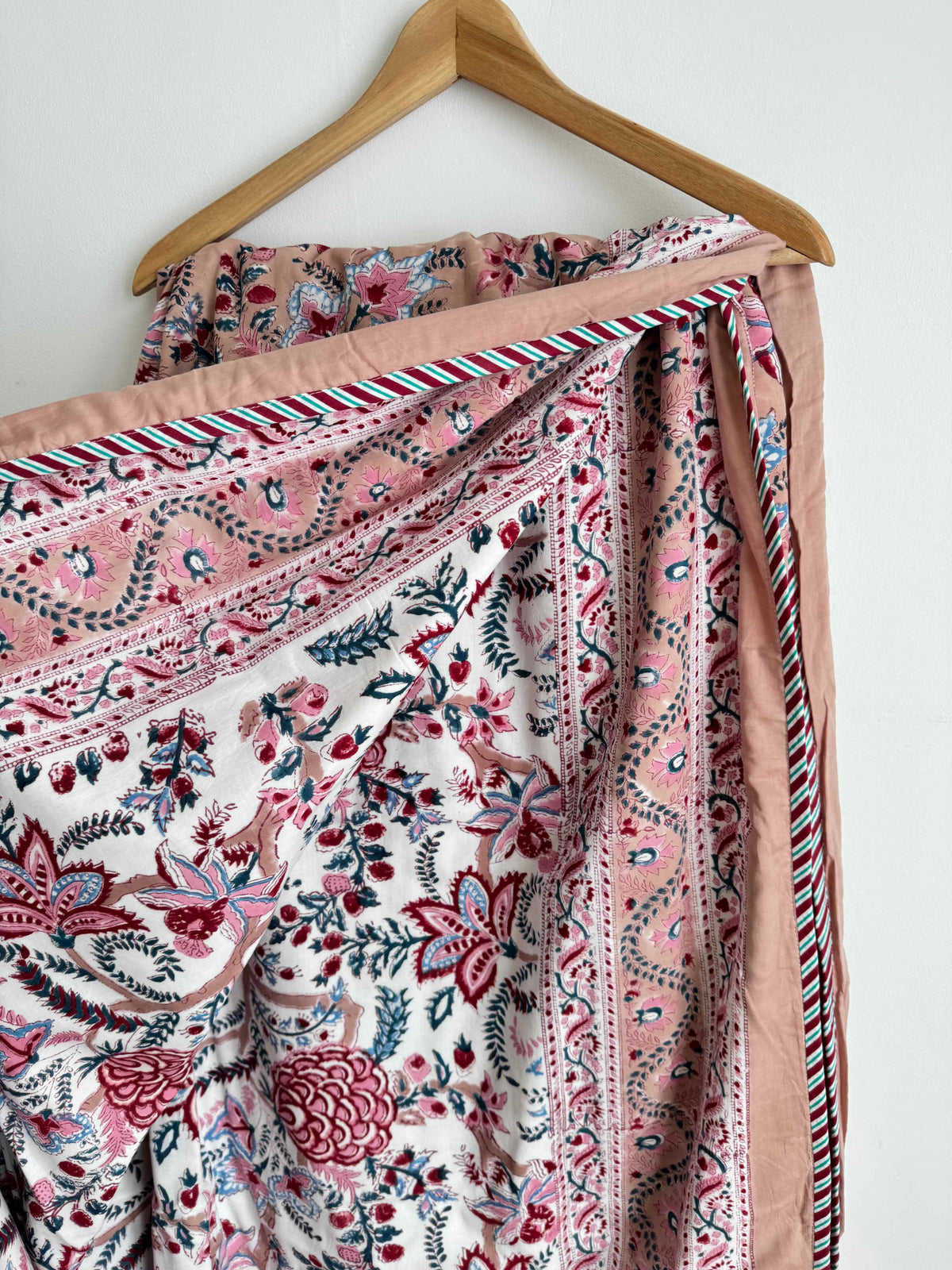 Pink Floral Lightweight Cotton Quilt - King Bed Size