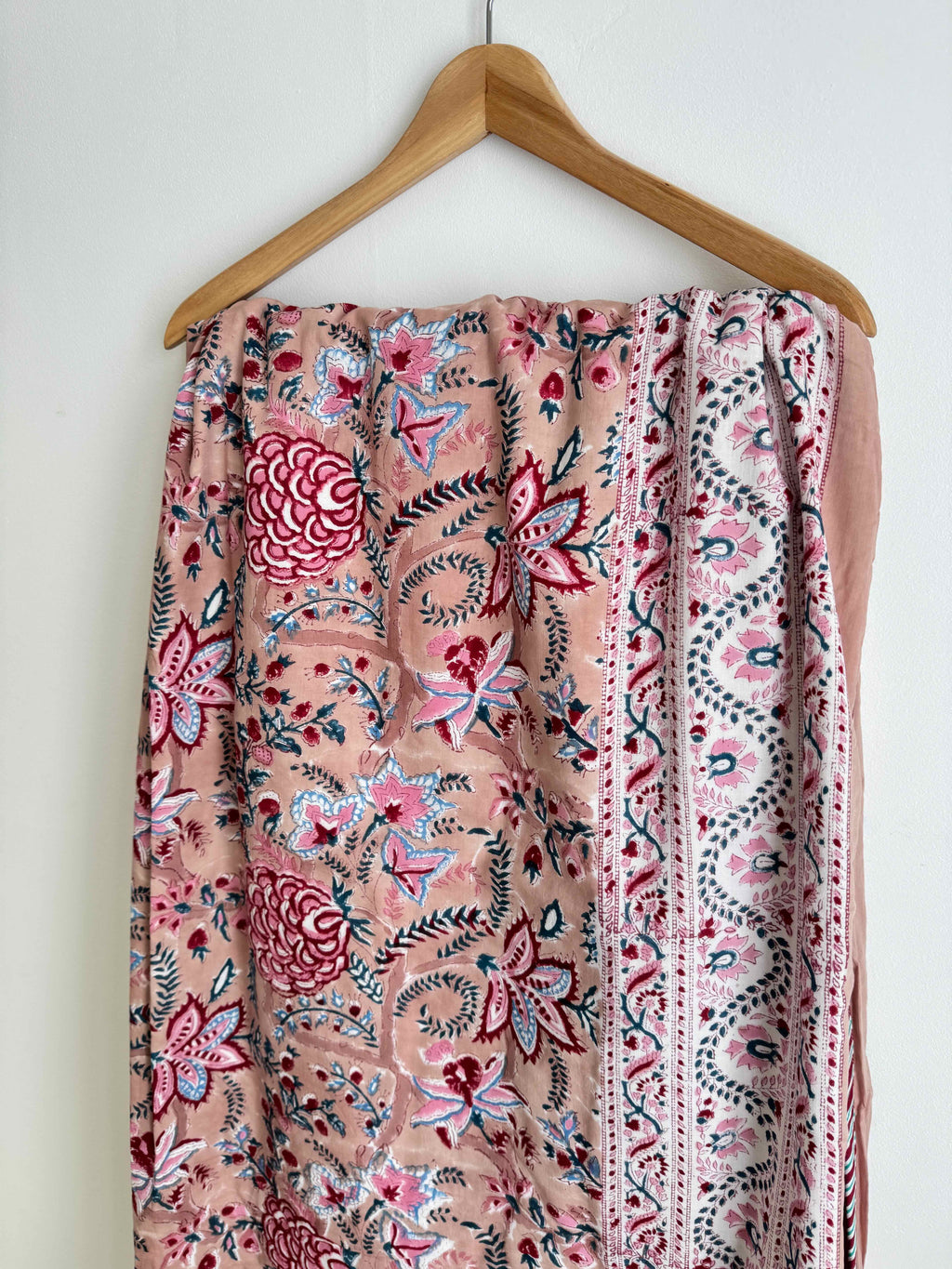 Pink Floral Lightweight Cotton Quilt - King Bed Size