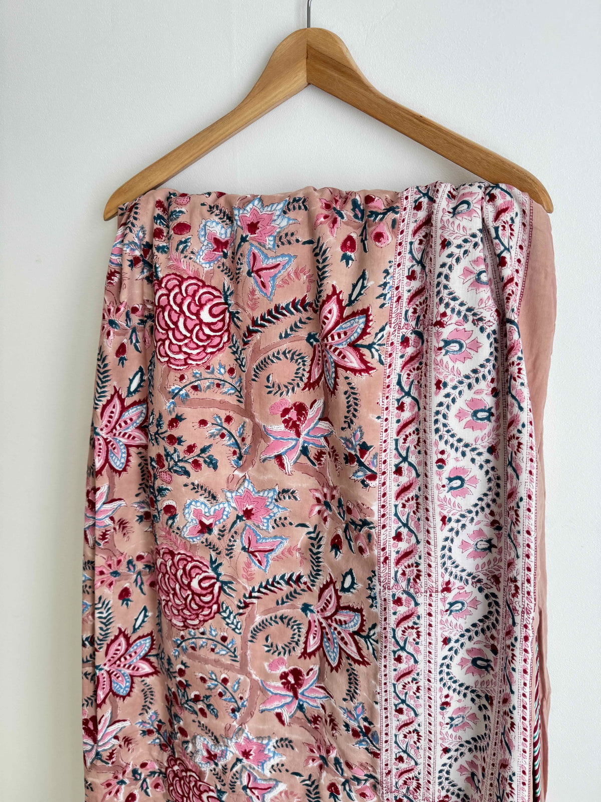 Pink Floral Lightweight Cotton Quilt - King Bed Size