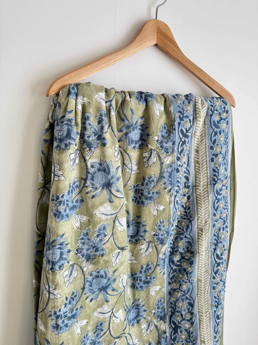 Sage Floral Lightweight Cotton Quilt - King Bed Size