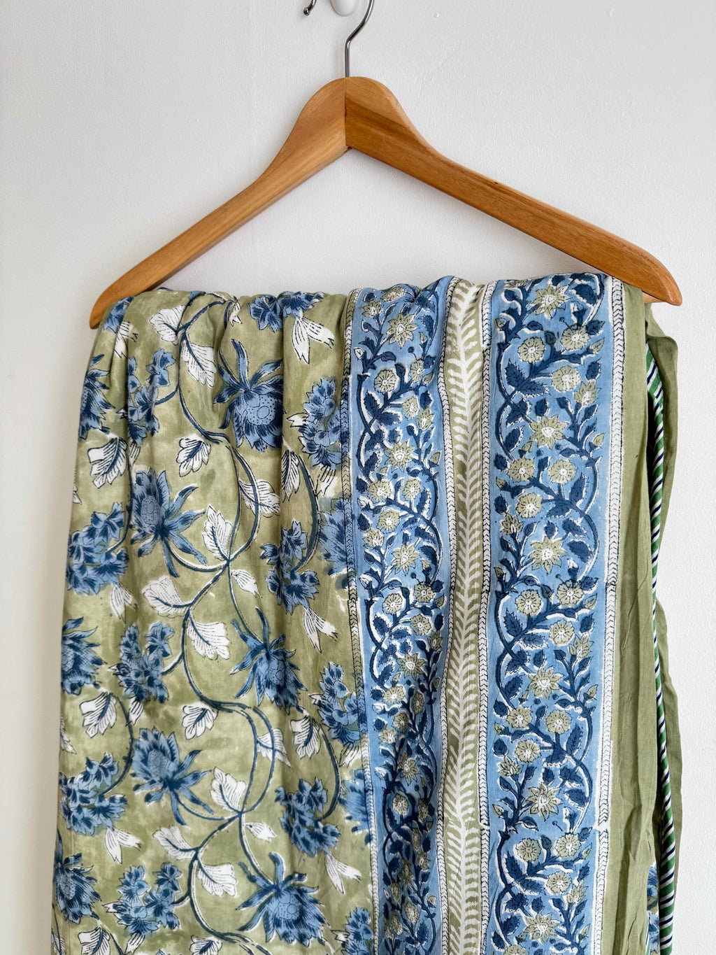 Sage Floral Lightweight Cotton Quilt - King Bed Size
