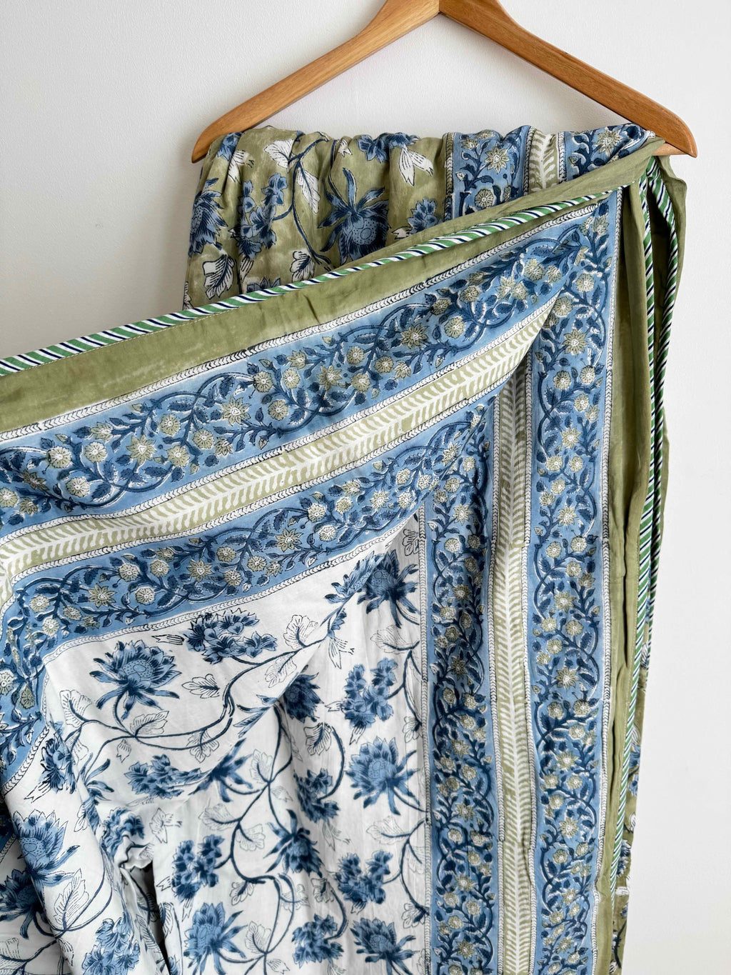 Sage Floral Lightweight Cotton Quilt - King Bed Size