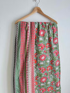 Pink & Green Floral Lightweight Cotton Quilt - King Bed Size