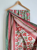 Pink & Green Floral Lightweight Cotton Quilt - King Bed Size