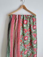 Pink & Green Floral Lightweight Cotton Quilt - King Bed Size
