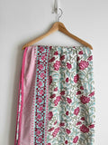Floral Green Indian Block Printed Quilt - King Bed Size