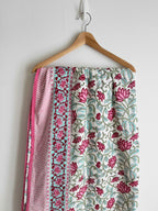 Floral Green Indian Block Printed Quilt - King Bed Size