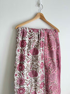 White & Pink Floral Lightweight Cotton Quilt - King Bed Size