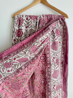 White & Pink Floral Lightweight Cotton Quilt - King Bed Size