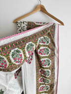 Rose Pink & Green Floral Lightweight Cotton Quilt - Double Bed Size