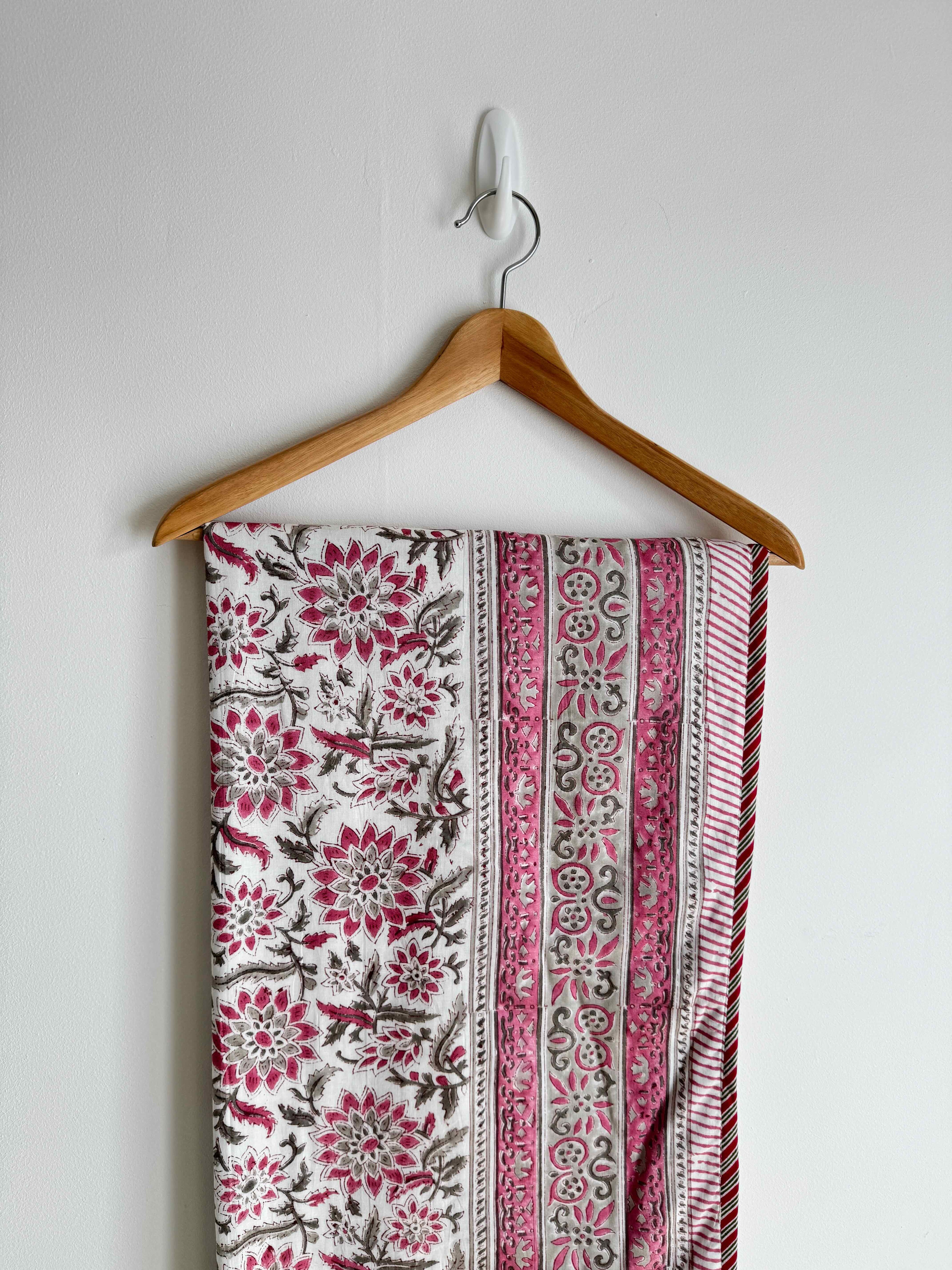 Rose Pink Floral Lightweight Cotton Quilt- Double Bed Size