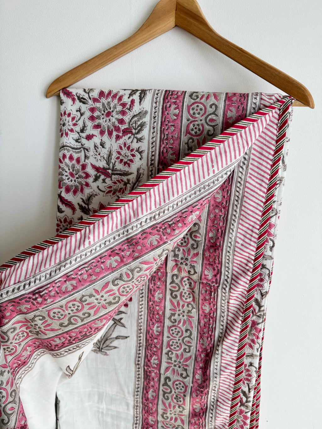 Rose Pink Floral Lightweight Cotton Quilt- Double Bed Size