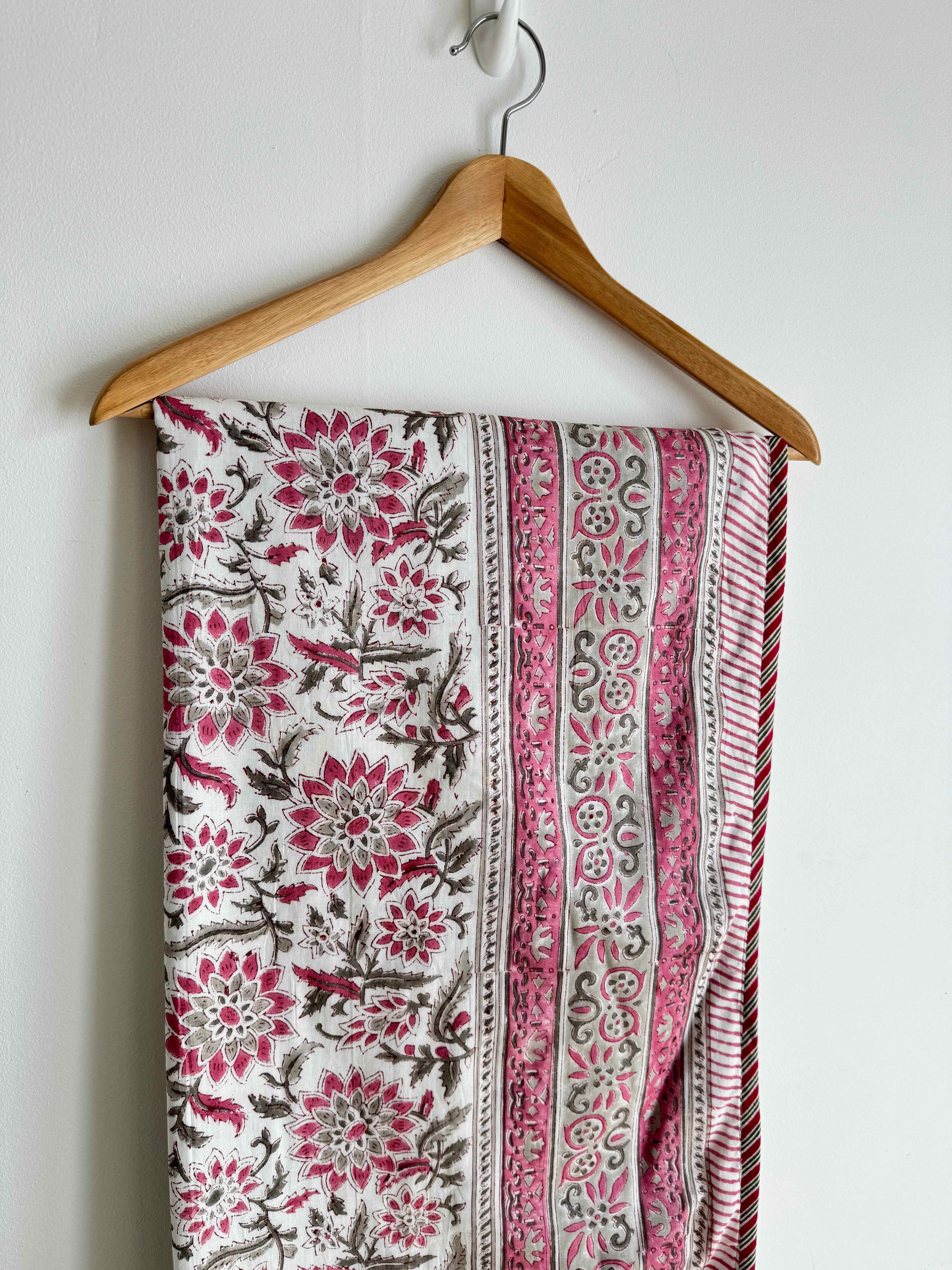 Rose Pink Floral Lightweight Cotton Quilt- Double Bed Size