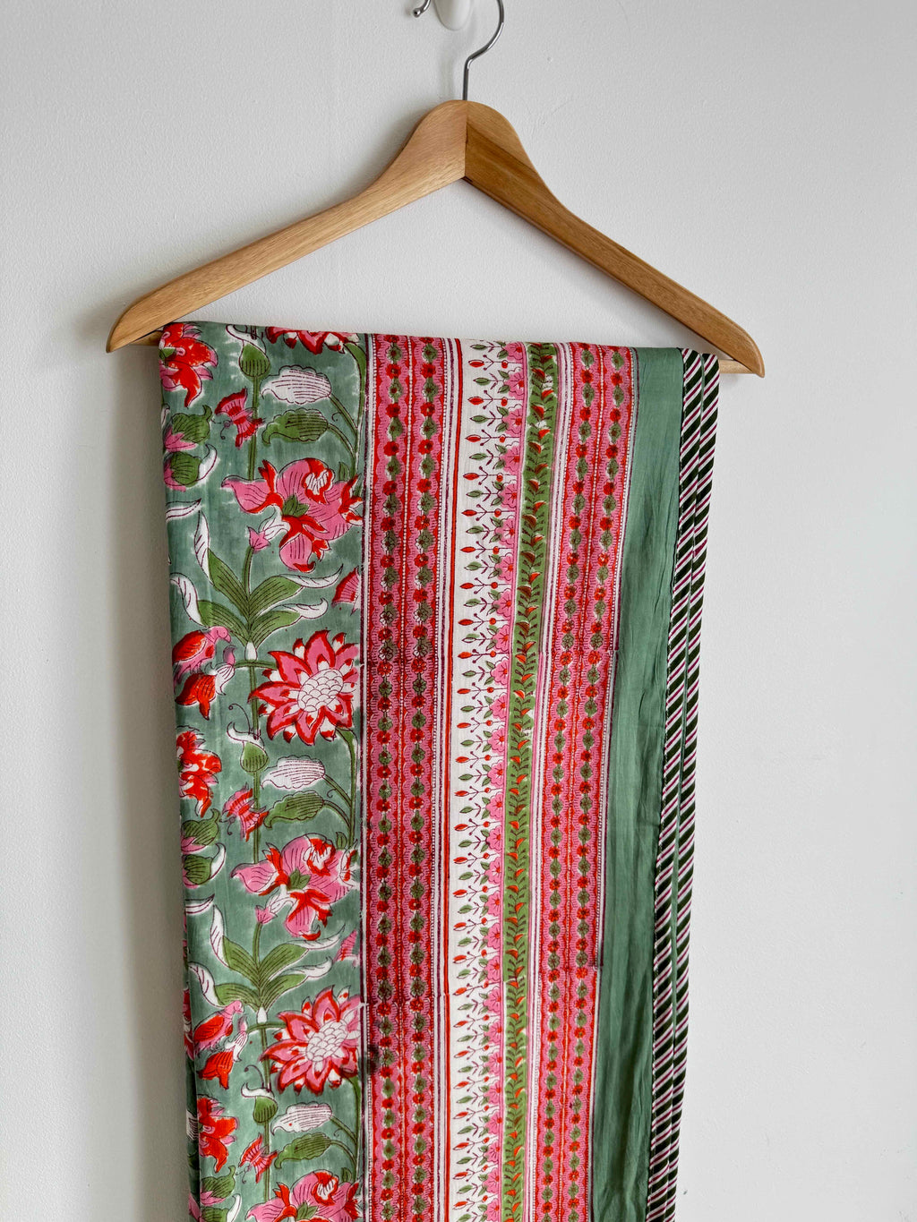 Pink & Green Floral Lightweight Cotton Quilt - Double Bed Size