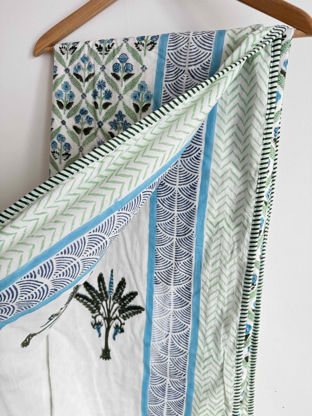 Blue Bloom Cotton Quilt - Double Bed Size