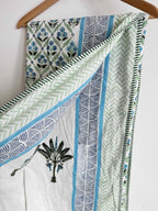 Blue Bloom Cotton Quilt - Double Bed Size