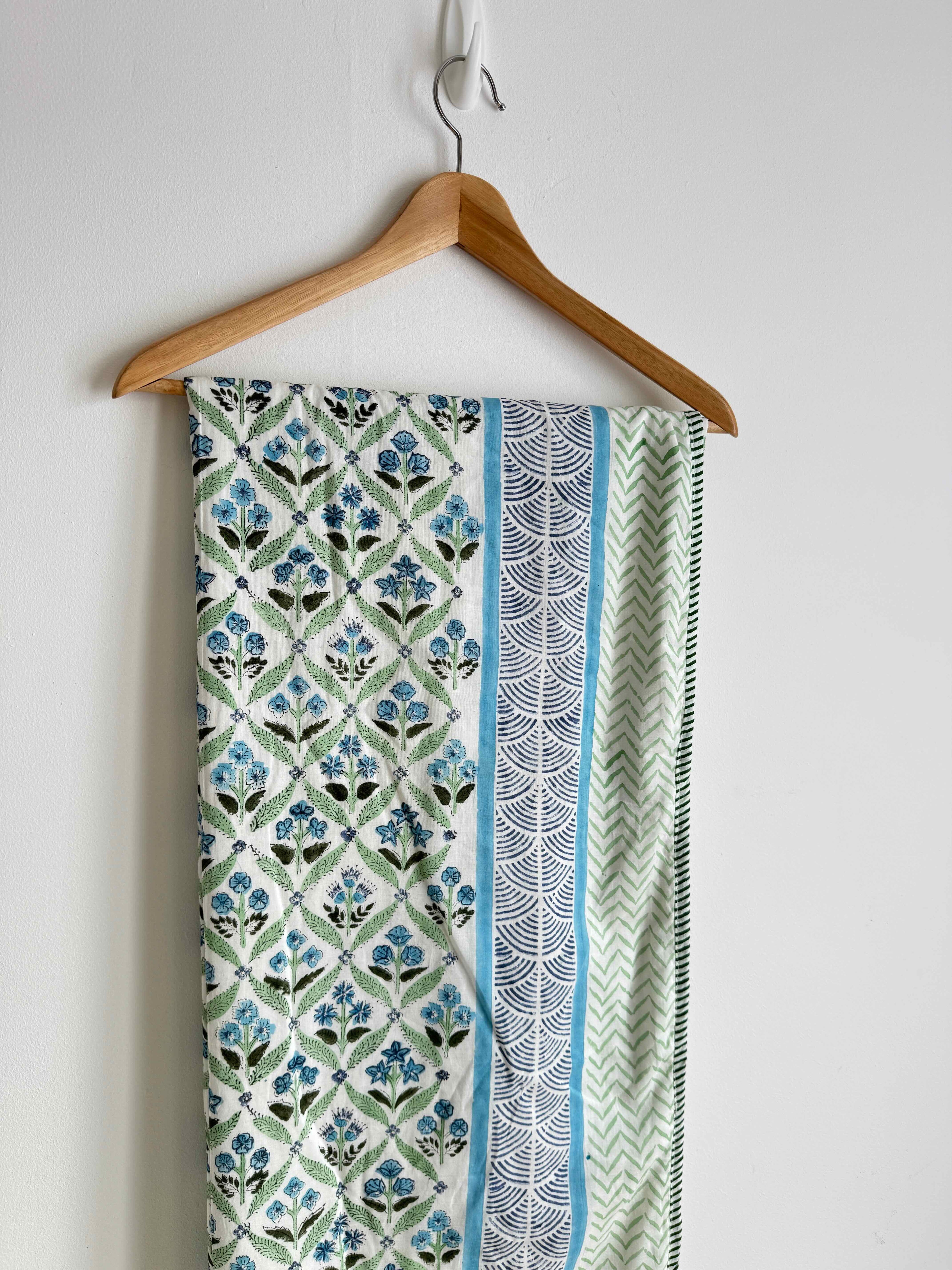Blue Bloom Cotton Quilt - Double Bed Size