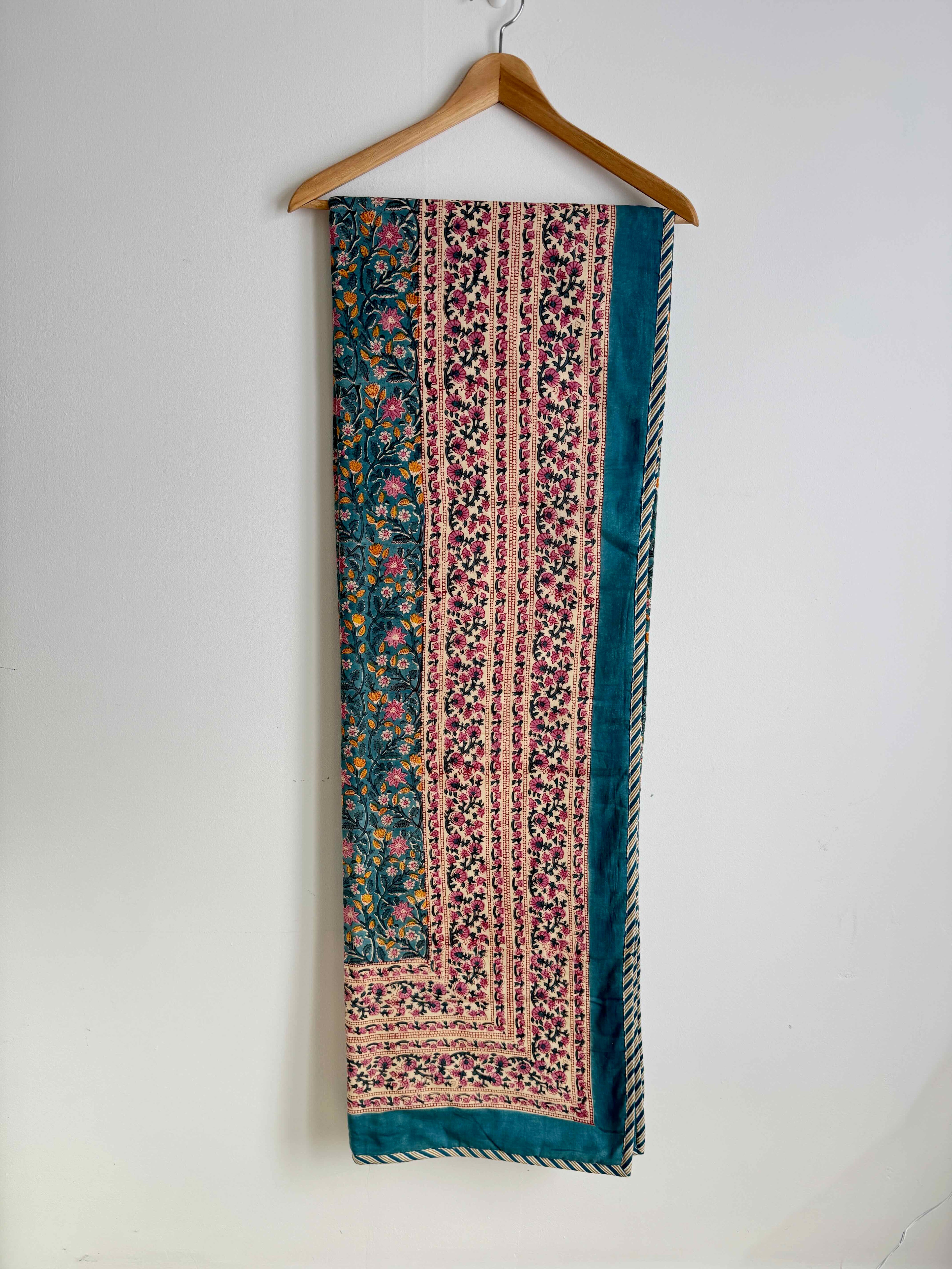 Turquoise Mini Floral Lightweight Cotton Quilt - Double Bed Size