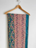 Turquoise Mini Floral Lightweight Cotton Quilt - Double Bed Size