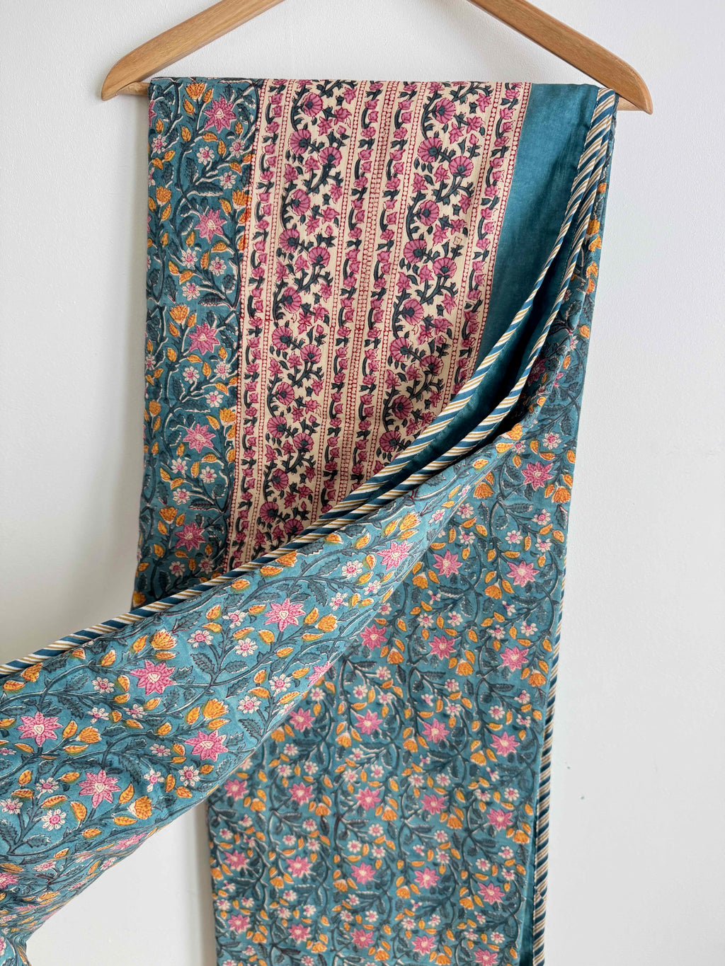 Turquoise Mini Floral Lightweight Cotton Quilt - Double Bed Size