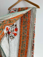 Orange Floral Lightweight Cotton Quilt - Double Bed Size