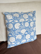 Blue Floral Block Printed Cushion Cover
