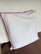 Pink Block Printed Quilted Cushion Cover