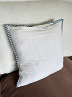 Blue Block Printed Quilted Cushion Cover