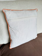 Orange Floral Block Printed Cushion Cover