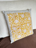 Mustard Floral Block Printed Cushion Cover
