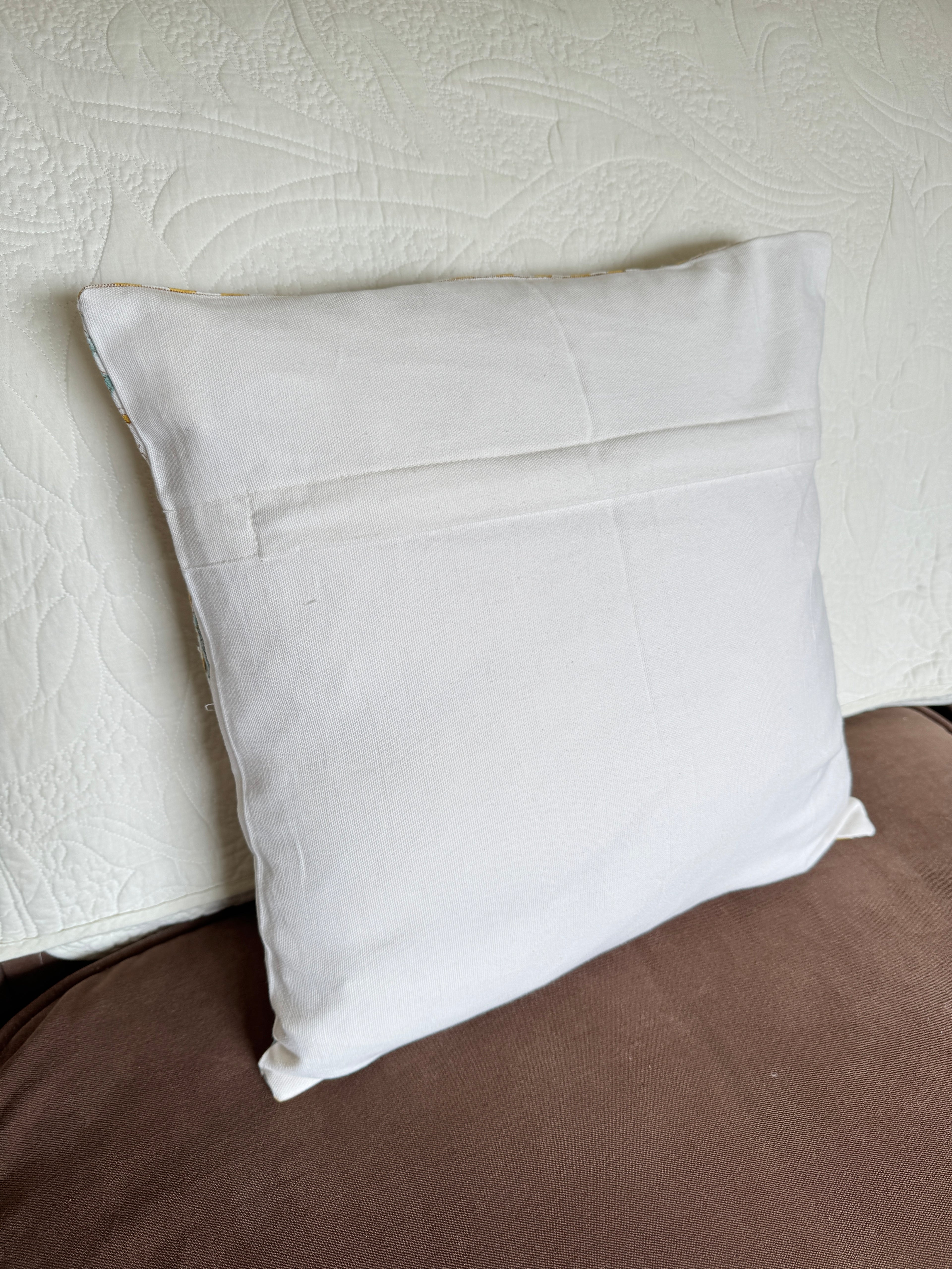 Mustard & Green Floral Block Printed Cushion Cover