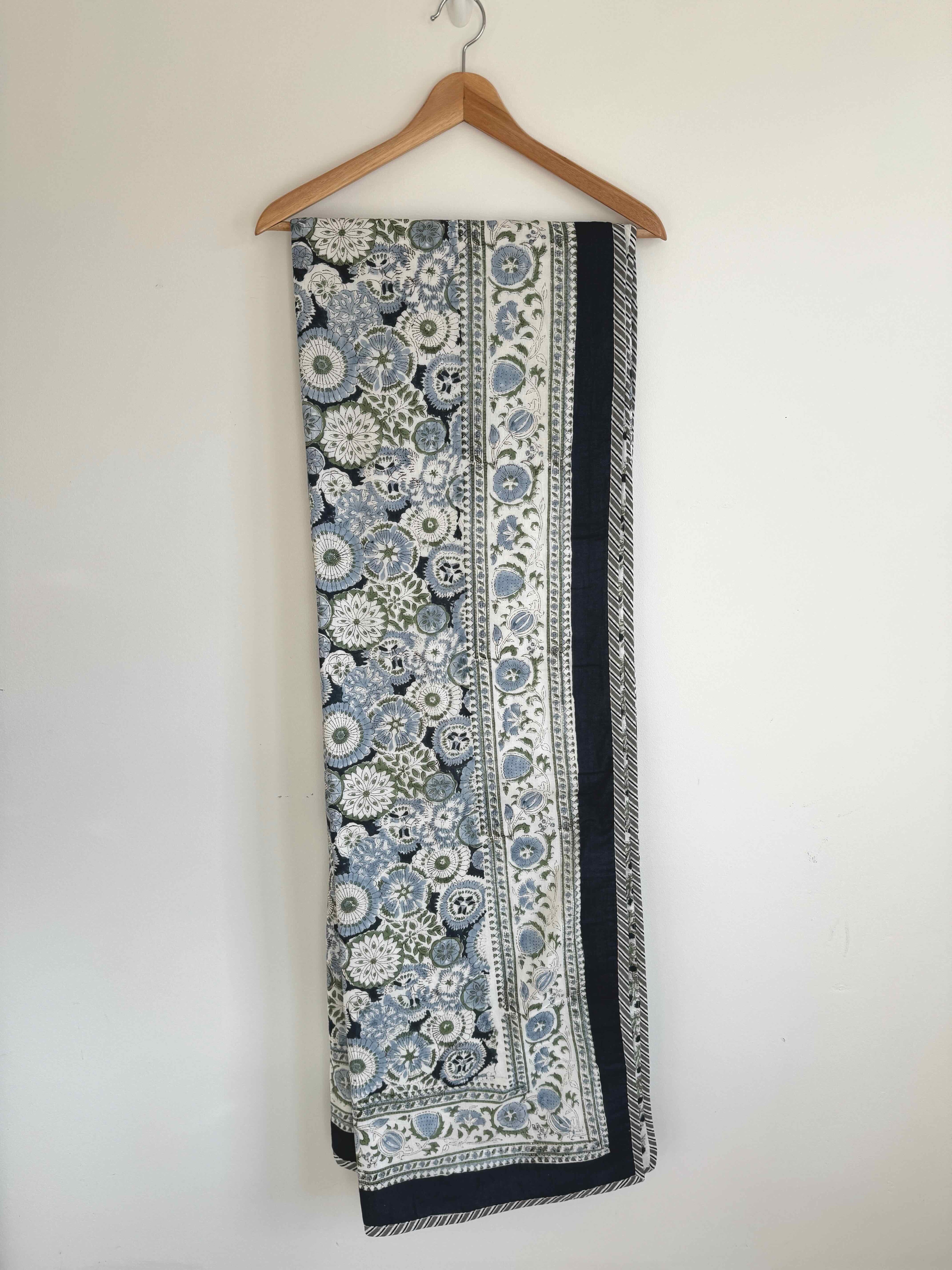 Indigo Bloom Cotton Quilt - 170 x 220cm