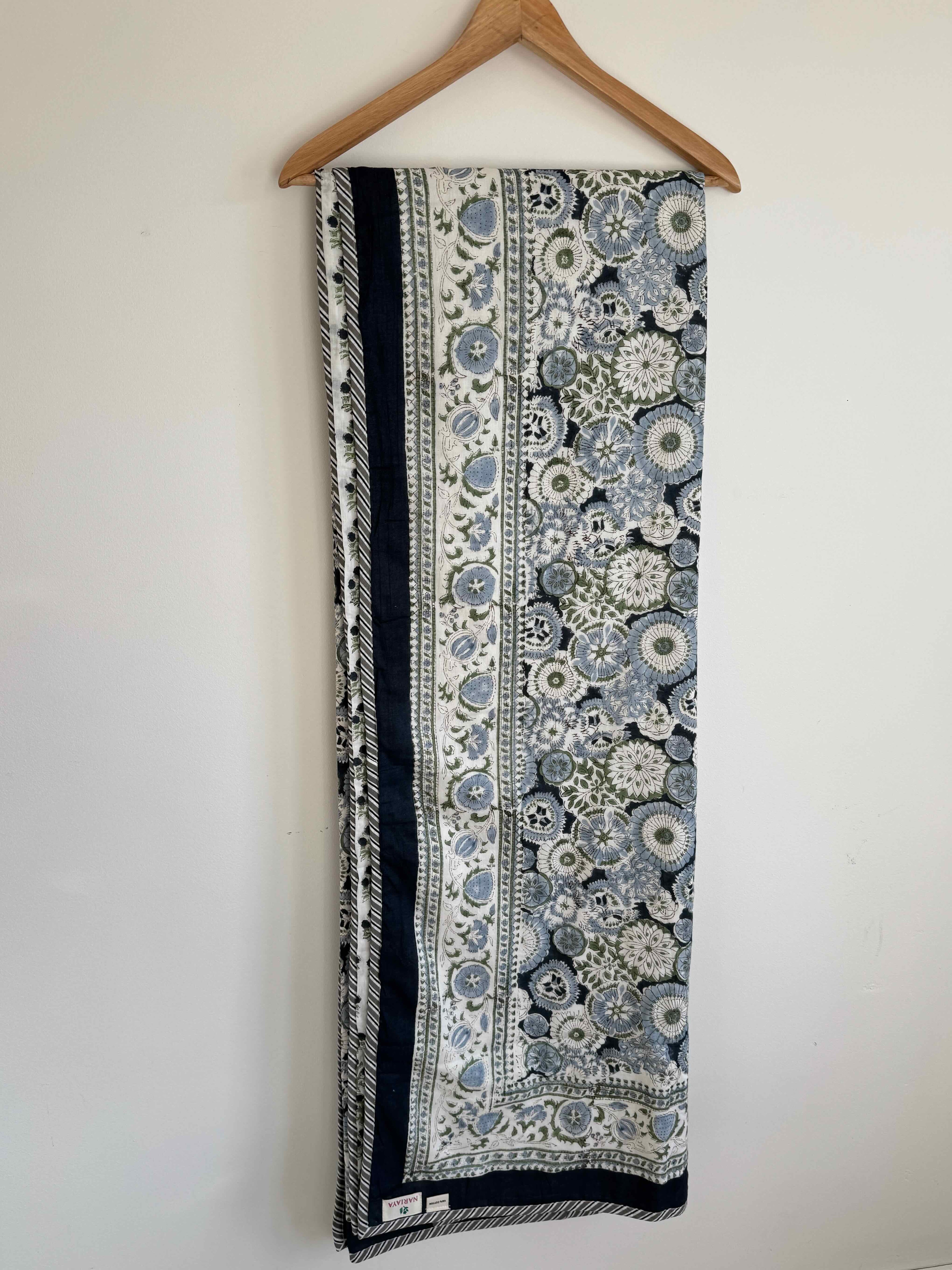Indigo Bloom Cotton Quilt - 170 x 220cm