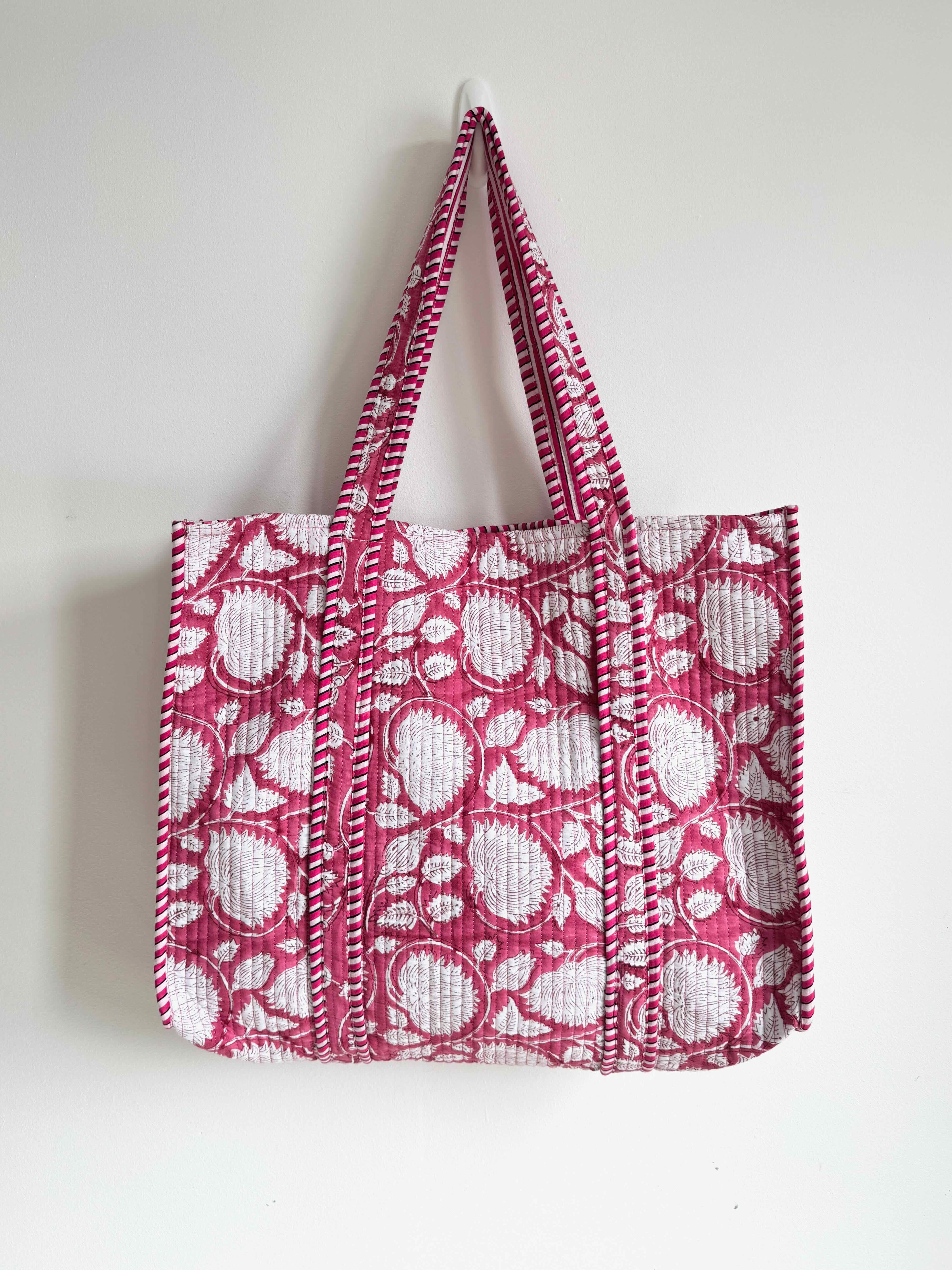 Pomegranate Grove Quilted Tote Bag