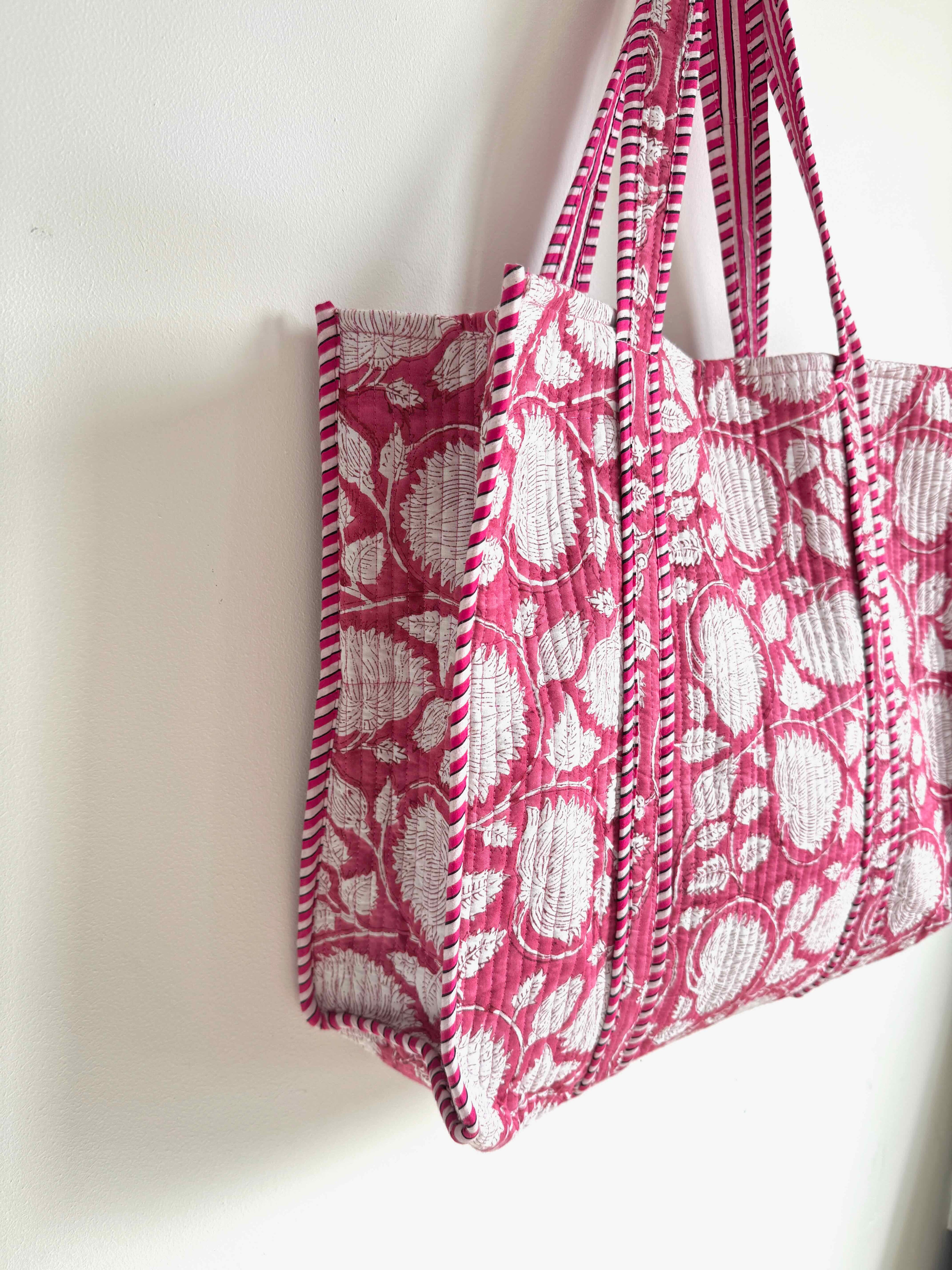 Pomegranate Grove Quilted Tote Bag