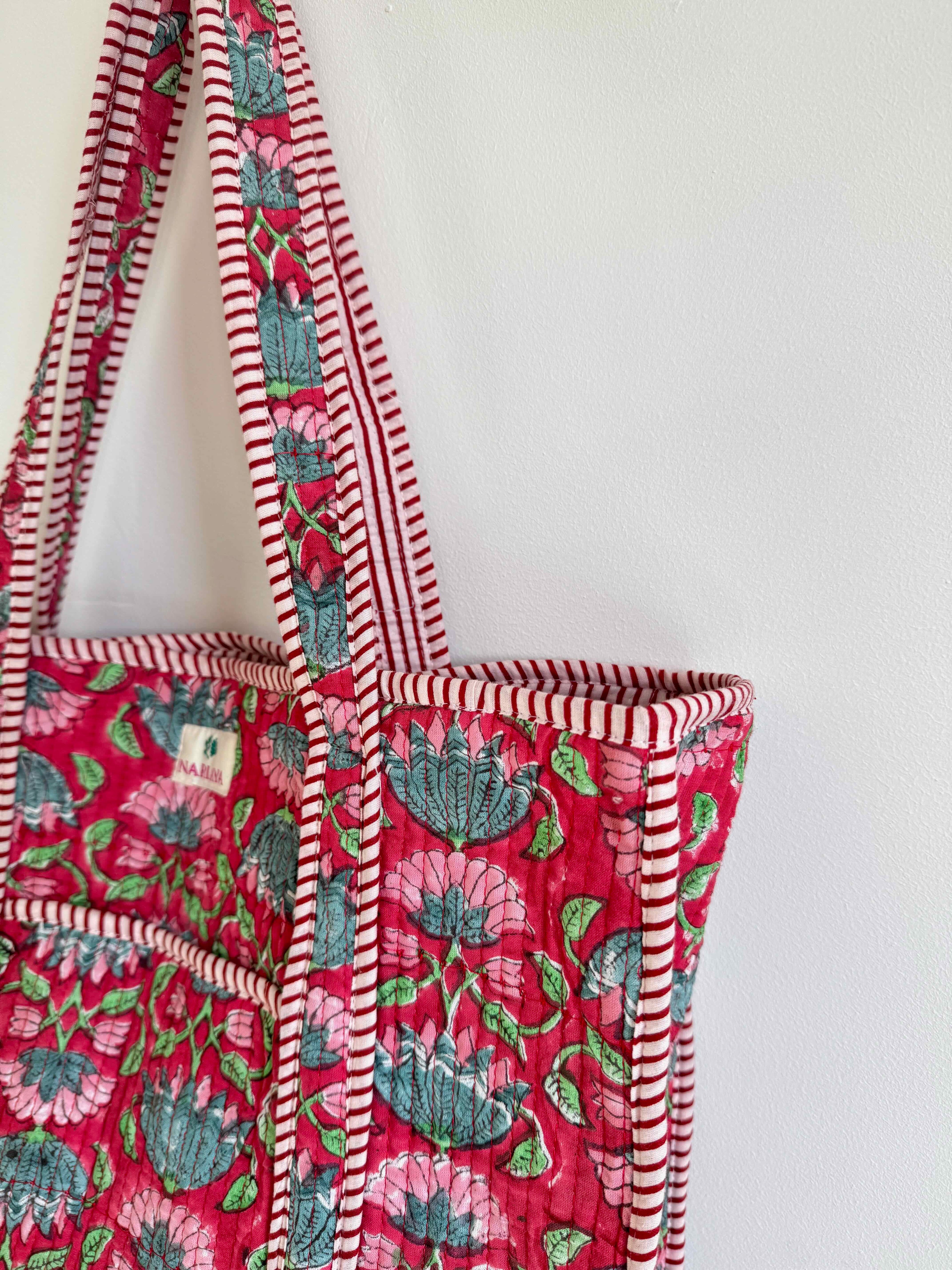 Peony Bloom Quilted Tote Bag