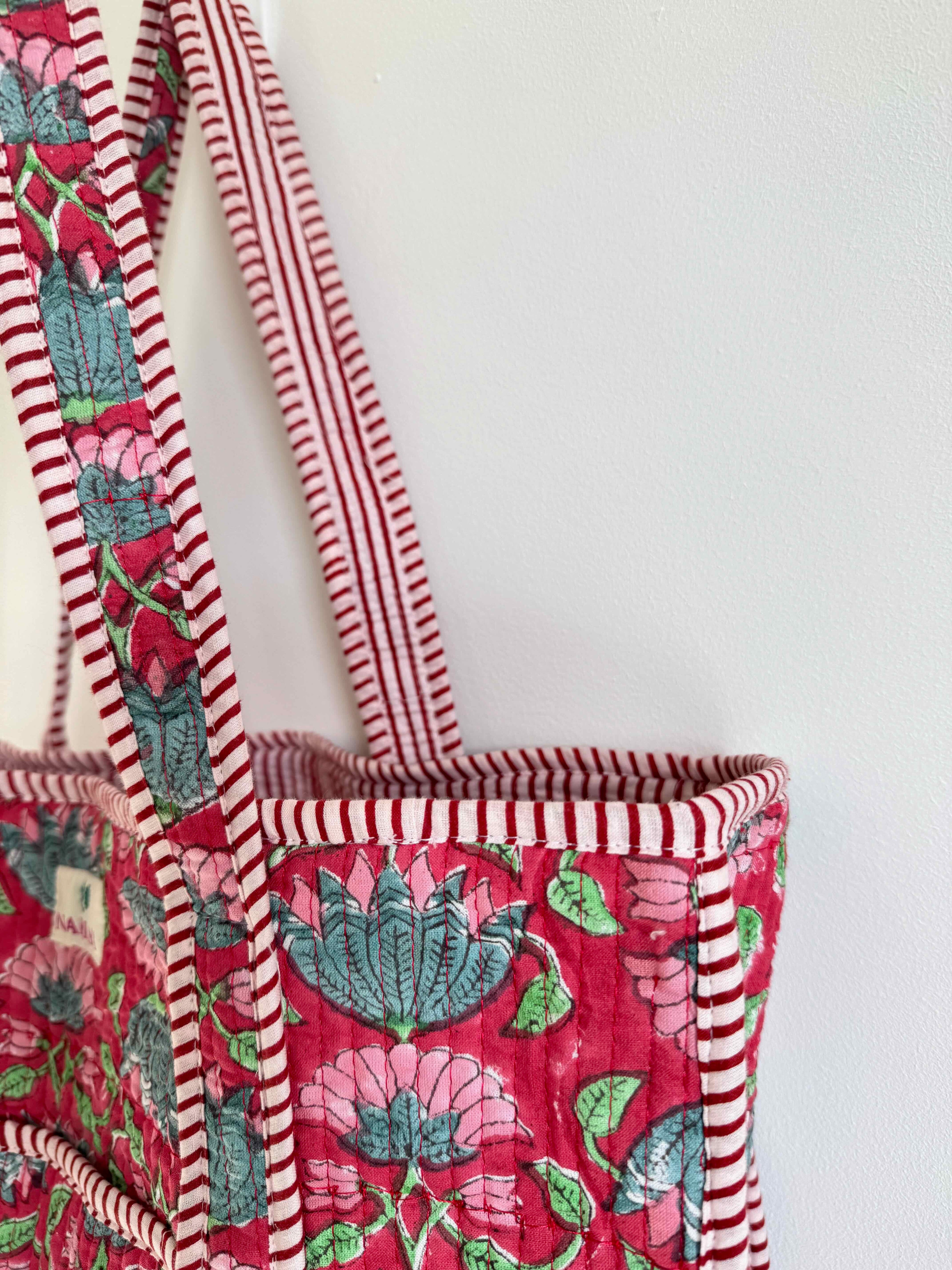 Peony Bloom Quilted Tote Bag