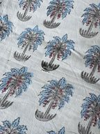 Blue Palm Trees Lightweight Cotton Quilt - Double Bed Size