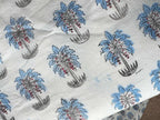 Blue Palm Trees Lightweight Cotton Quilt - Double Bed Size