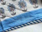 Blue Palm Trees Lightweight Cotton Quilt - Double Bed Size