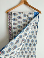 Blue Palm Trees Lightweight Cotton Quilt - Double Bed Size