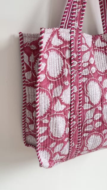 Pomegranate Grove Quilted Tote Bag